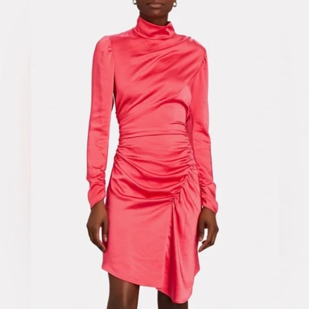 NWT‎  A.L.C. Joss Ruched Asymmetric Satin Dress in Pink